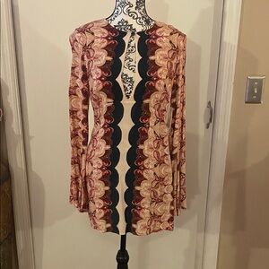 Free People Ivory Paisley Long Sleeve Top or Dress